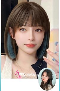 Tóc Ngắn Nâu Line Xanh