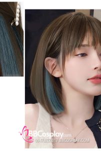 Tóc Ngắn Nâu Line Xanh