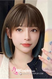 Tóc Ngắn Nâu Line Xanh