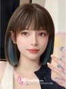 Tóc Ngắn Nâu Line Xanh