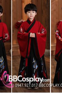 Cổ Trang Thái Tử Bé Trai Áo Đỏ Váy Đen