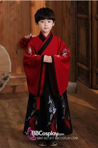 Cổ Trang Thái Tử Bé Trai Áo Đỏ Váy Đen