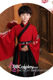 Cổ Trang Thái Tử Bé Trai Áo Đỏ Váy Đen
