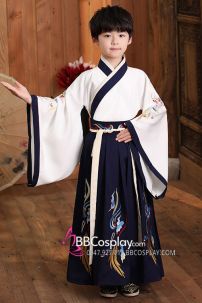 Cổ Trang Thái Tử Bé Trai Áo Trắng Váy Đen