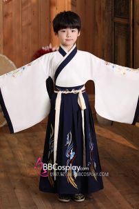 Cổ Trang Thái Tử Bé Trai Áo Trắng Váy Đen