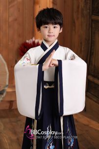 Cổ Trang Thái Tử Bé Trai Áo Trắng Váy Đen