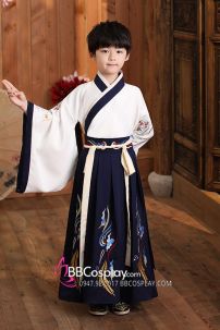 Cổ Trang Thái Tử Bé Trai Áo Trắng Váy Đen