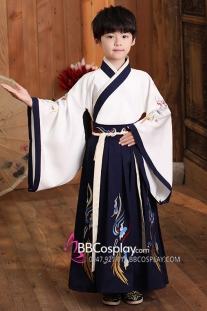 Cổ Trang Thái Tử Bé Trai Áo Trắng Váy Đen