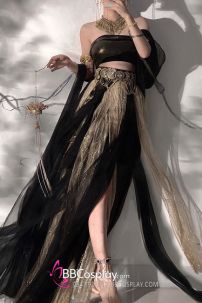 Trang Phục Múa Đôn Hoàng Huyền Y Hương Sắc - Đen Huyền Bí Có Kèm Trang Sức