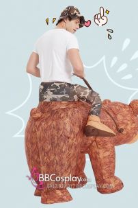 Mascot Người Cưỡi Gấu Nâu Bơm Hơi