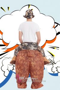 Mascot Người Cưỡi Gấu Nâu Bơm Hơi