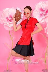 Sườn Xám Váy Đỏ Đen