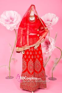 Đồ Lahanga Đỏ Ấn Độ Cho Cô Dâu