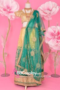 Đồ Lehanga Ấn Độ Màu Xanh Lá