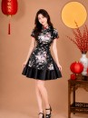 Sườn Xám Đen Váy Đen Vải Phi