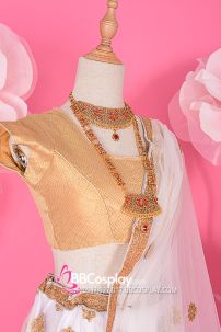 Đồ Lehanga Ấn Độ Trắng
