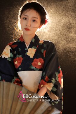 Yukata Đen Hoa Cẩm Quỳ