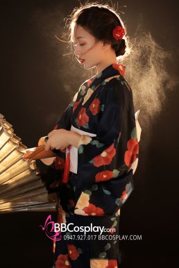 Yukata Đen Hoa Cẩm Quỳ