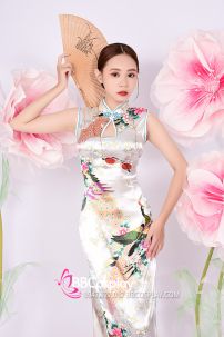 Xườn Xám Dài Trắng Chim Hạc