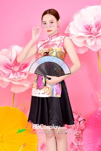 Xườn Xám Váy Áo Trắng Váy Đen