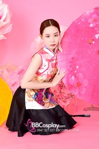 Xườn Xám Váy Áo Trắng Váy Đen