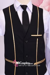 Áo Gile Nam Đen Viền Vàng Cho Giới Trẻ