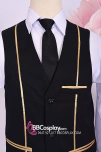 Áo Gile Nam Đen Viền Vàng Cho Giới Trẻ