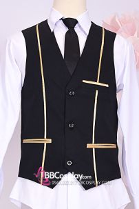 Áo Gile Nam Đen Viền Vàng Cho Giới Trẻ