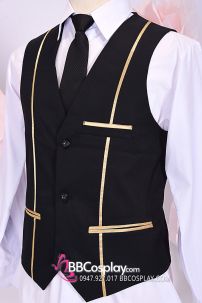 Áo Gile Nam Đen Viền Vàng Cho Giới Trẻ