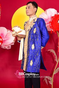 Đồ Kurta Ấn Độ Nam Xanh Royal Blue