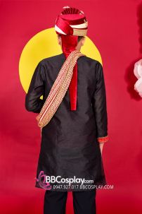 Đồ Kurta In Black Truyền Thống Ấn Độ Nam