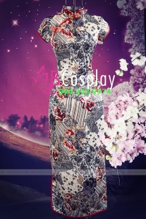 Sườn Xám Trắng Xám Dài