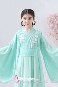 Hán Phục Tiểu Tiên Nữ Cho Bé Xanh Mint