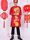 Áo Dài Nam Đỏ Cách Tân Vẽ Rồng