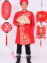 Áo Dài Nam Đỏ Hoạ Tiết Trống Đồng Dân Tộc