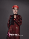 Áo Dài Ông Hội Đồng Thời Xưa Gấm Đỏ Áo The Đen