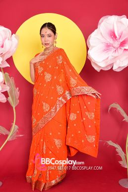 Trang Phục Sari Ấn Độ Cam Carot