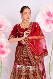 Đồ Lehanga Đỏ Gạch Cháy