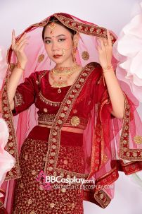 Đồ Lehanga Đỏ Gạch Cháy