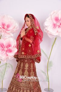 Đồ Lehanga Đỏ Gạch Cháy