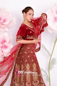 Đồ Lehanga Đỏ Gạch Cháy