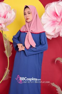 Đồ Phụ Nữ Hồi Giáo Abaya Xanh Ai-Amira Hồng