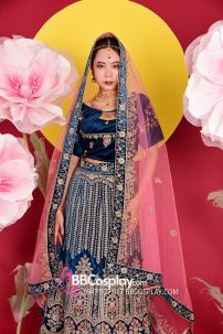Đồ Ấn Độ Lehanga Xanh Cobalt Blue
