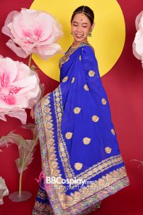 Sari Truyền Thống Ấn Độ Xanh Cobalt Blue