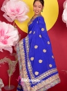 Sari Truyền Thống Ấn Độ Xanh Cobalt Blue