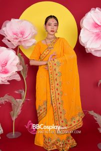 Sari Truyền Thống Ấn Độ Vàng Mustard