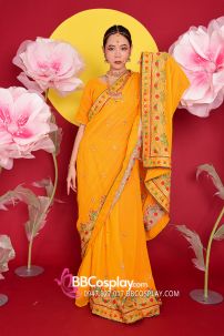 Sari Truyền Thống Ấn Độ Vàng Mustard