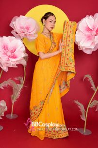Sari Truyền Thống Ấn Độ Vàng Mustard
