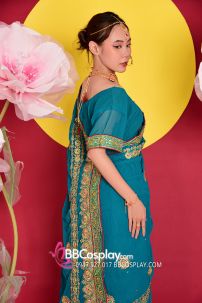 Trang Phục Ấn Độ  Truyền Thống Sharee Xanh Cổ Vịt