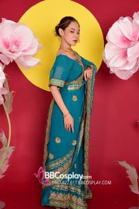 Trang Phục Ấn Độ  Truyền Thống Sharee Xanh Cổ Vịt